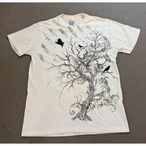 Social Unrest Crows Shirt Adult Large White Short Sleeve Pullover‎ Tee Mens